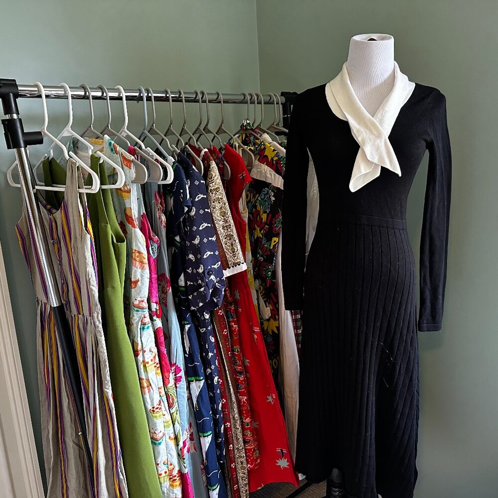 Simple Retro Black Sweater Dress